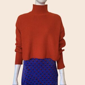 Seek the Label Rust Knit Turtleneck Cropped Sweater Size M